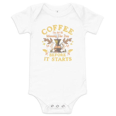 [ID: 308-G405] Coffee, The art of Winning The Day Baby Short Sleeve One Piece