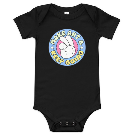 [ID: 308-G408] Colorful Fun Retro Style Badge Baby Short Sleeve One Piece