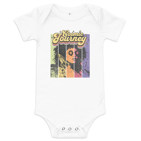 [ID: 308-G422] Cosmic Journey Rainbow Retro Baby Short Sleeve One Piece