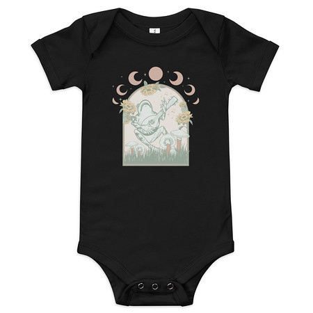 [ID: 308-G426] Cottagecore Frog Botanical Baby Short Sleeve One Piece
