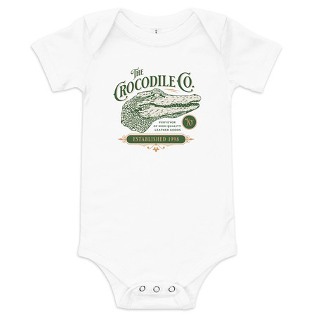 [ID: 308-G439] Crocodile Co. - Wild Animal Baby Short Sleeve One Piece