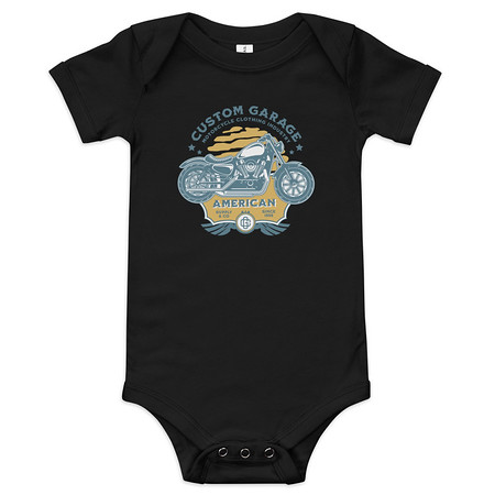 [ID: 308-G443] Custom Garage - Motorcycle Baby Short Sleeve One Piece