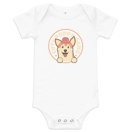 [ID: 308-G453] Cute Puppy Gang - Corgi Baby Short Sleeve One Piece