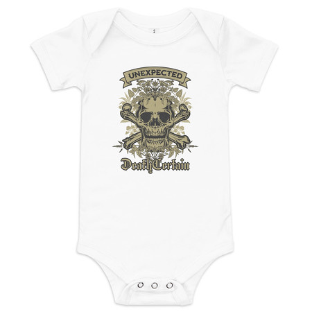 [ID: 308-G477] Death Certain and Unexpected Baby Short Sleeve One Piece