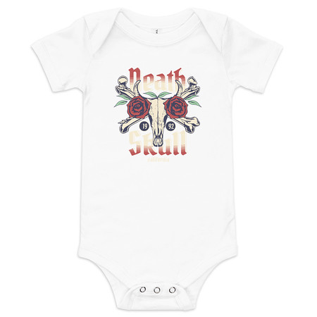 [ID: 308-G482] Death Skull - Flower Baby Short Sleeve One Piece