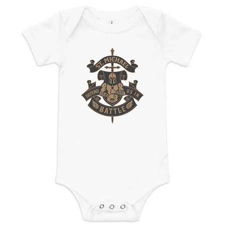 [ID: 308-G484] Defend us in battle - Knight with sword Baby Short Sleeve One Piece