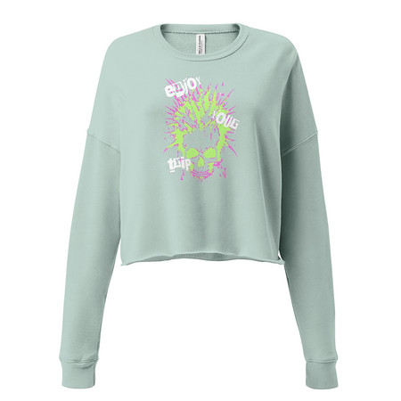 [ID: 316-G3] 'Enjoy Your Trip' Punk Skull Women's Cropped Sweatshirt