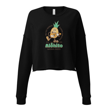 [ID: 316-G54] Alohito Natural Juices - Pineapple Mascot Women's Cropped Sweatshirt