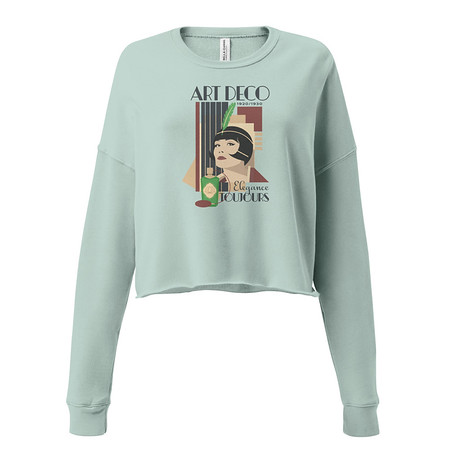 [ID: 316-G102] Art Deco Elegance Toujours Women's Cropped Sweatshirt