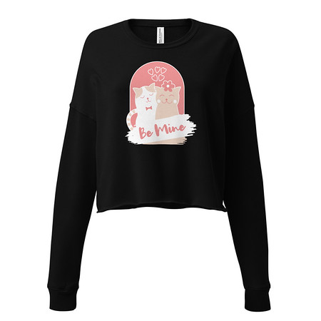 [ID: 316-G157] Be Mine - Cute Cat Couple Women's Cropped Sweatshirt