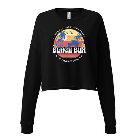[ID: 316-G164] Beach Bum - Sunset Surfing Women's Cropped Sweatshirt