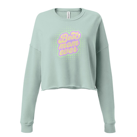 [ID: 316-G188] Best Mom Ever - Retro Typography Women's Cropped Sweatshirt