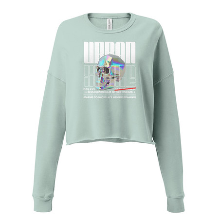[ID: 316-G213] Black 3D Skull Women's Cropped Sweatshirt