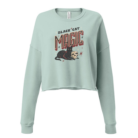 [ID: 316-G214] Black Cat Magic Women's Cropped Sweatshirt