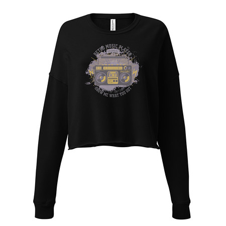 [ID: 316-G253] Boombox Music Player - Retro Women's Cropped Sweatshirt