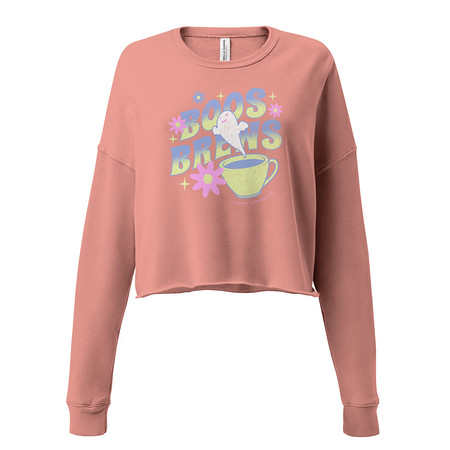 [ID: 316-G254] Boos + Brews - Halloween Women's Cropped Sweatshirt