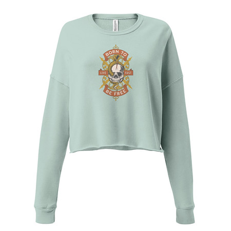 [ID: 316-G259] Born To Be Free - Skull Women's Cropped Sweatshirt