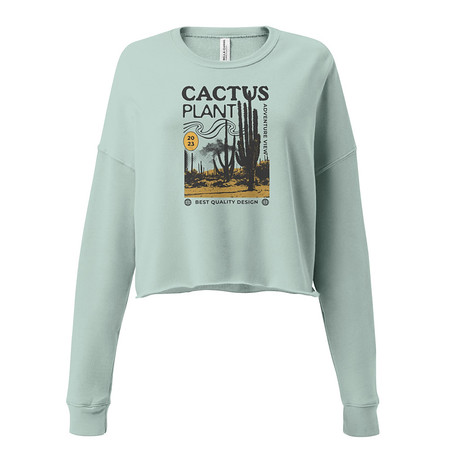 [ID: 316-G304] Cacus Plant - Desert Women's Cropped Sweatshirt