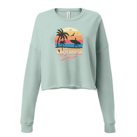 [ID: 316-G312] California Beach - Retro Surf Women's Cropped Sweatshirt