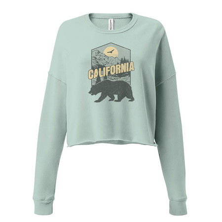 [ID: 316-G315] California Bear - Outdoors Wilderness Camping Hiking Women's Cropped Sweatshirt