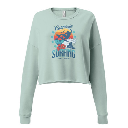 [ID: 316-G318] California Surfing - Palm Beach Women's Cropped Sweatshirt