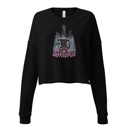 [ID: 316-G340] cat-astrophe Women's Cropped Sweatshirt