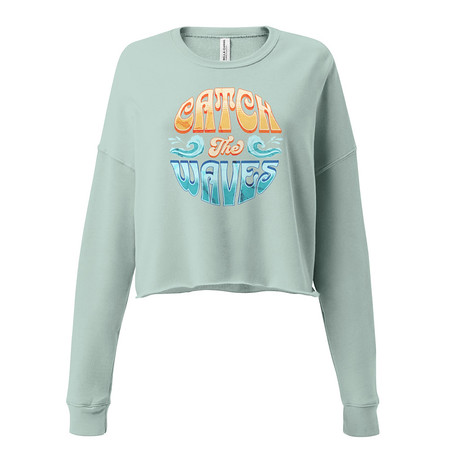 [ID: 316-G343] Catch the Waves - Beach Vibe Women's Cropped Sweatshirt