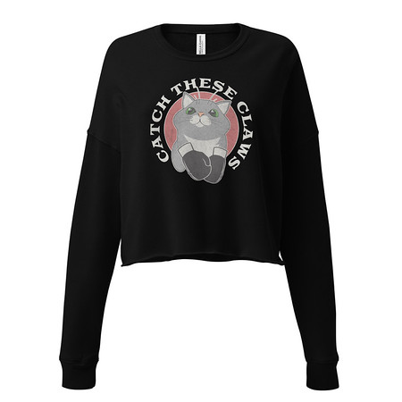 [ID: 316-G344] Catch These Claws - Cute Cat Women's Cropped Sweatshirt