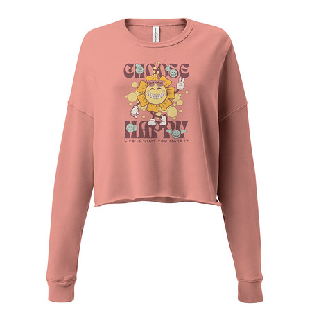 [ID: 316-G371] Choose Happy Women's Cropped Sweatshirt