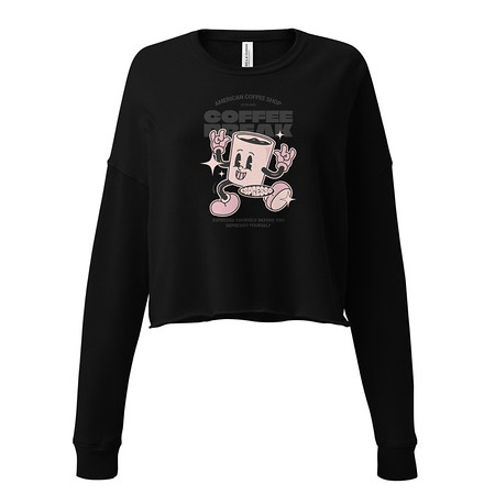 [ID: 316-G395] Coffee Break Mascot Women's Cropped Sweatshirt