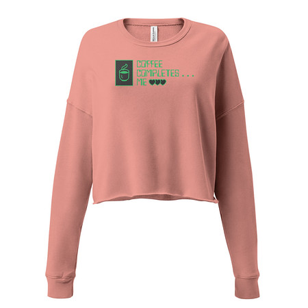 [ID: 316-G397] Coffee Completes Me - Neon Heart Women's Cropped Sweatshirt