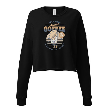 [ID: 316-G398] Coffee Cup - Comics Mascot Women's Cropped Sweatshirt