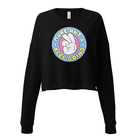 [ID: 316-G408] Colorful Fun Retro Style Badge Women's Cropped Sweatshirt