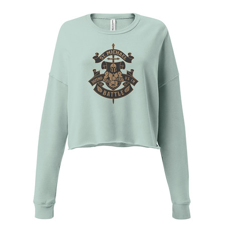 [ID: 316-G484] Defend us in battle - Knight with sword Women's Cropped Sweatshirt