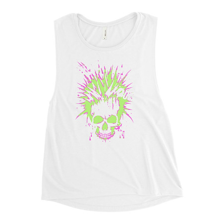 [ID: 271-G3] 'Enjoy Your Trip' Punk Skull Women's Muscle Tank