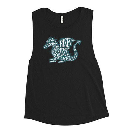 [ID: 271-G16] A Dragon Rises - Typographic Lettering Women's Muscle Tank