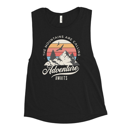 [ID: 271-G27] Adventure Await - Wilderness Camping Women's Muscle Tank