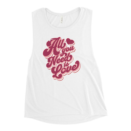 [ID: 271-G50] All You Need is Love - Retro Valentines Day Women's Muscle Tank