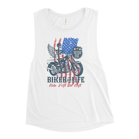 [ID: 271-G65] American Biker for Life Women's Muscle Tank