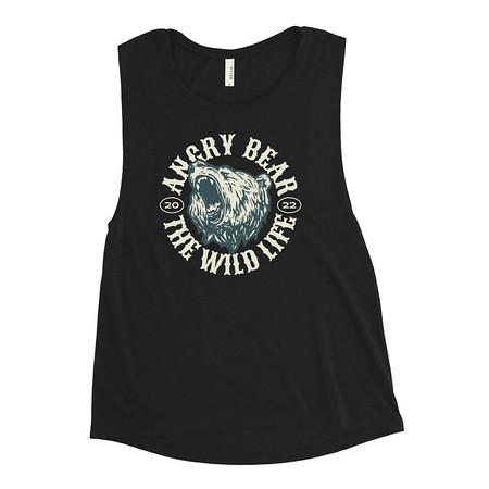 [ID: 271-G83] Angry Bear - Wild Life Animal Women's Muscle Tank