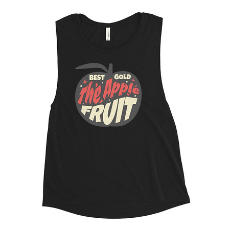 [ID: 271-G97] Apple Fruit - Typographic Lettering Women's Muscle Tank