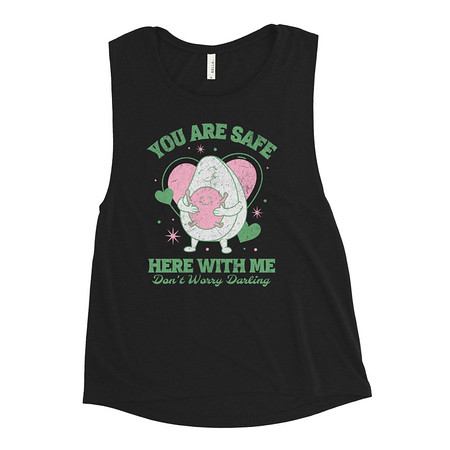[ID: 271-G118] Avo Love - Typographic Cartoon Streetwear Women's Muscle Tank
