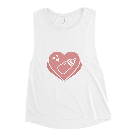 [ID: 271-G121] Baby Announcement - Feeding Bottle Women's Muscle Tank