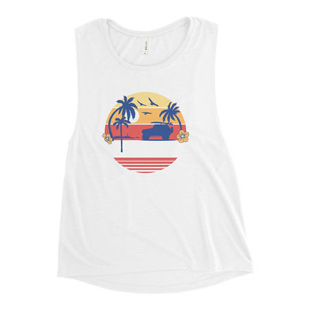 [ID: 271-G164] Beach Bum - Sunset Surfing Women's Muscle Tank