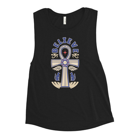 [ID: 271-G178] Believe  - Faith Symbol Women's Muscle Tank
