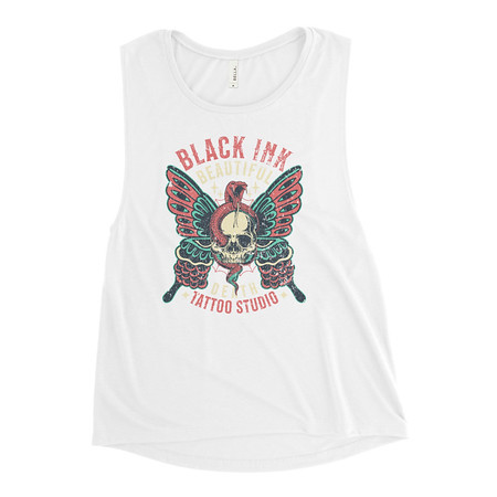 [ID: 271-G225] BLACK INK TATTOO Women's Muscle Tank