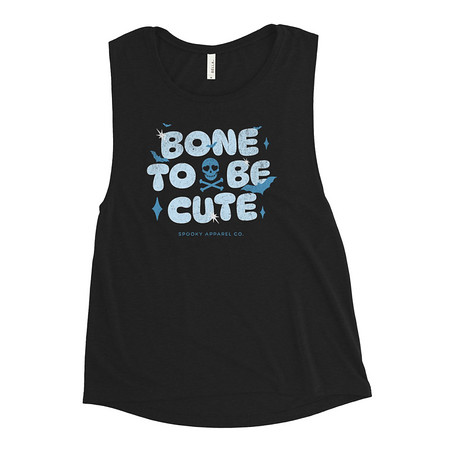 [ID: 271-G250] Bone To Be Cute - Halloween Women's Muscle Tank