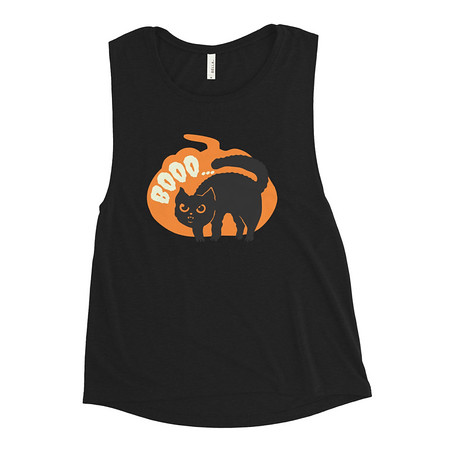 [ID: 271-G251] Boo - Scay Cute Cat Women's Muscle Tank