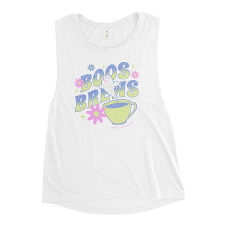 [ID: 271-G254] Boos + Brews - Halloween Women's Muscle Tank