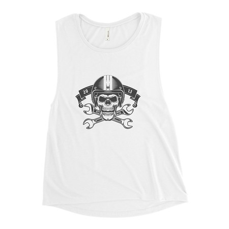 [ID: 271-G268] Born to Ride - Biker Club Skull  Women's Muscle Tank